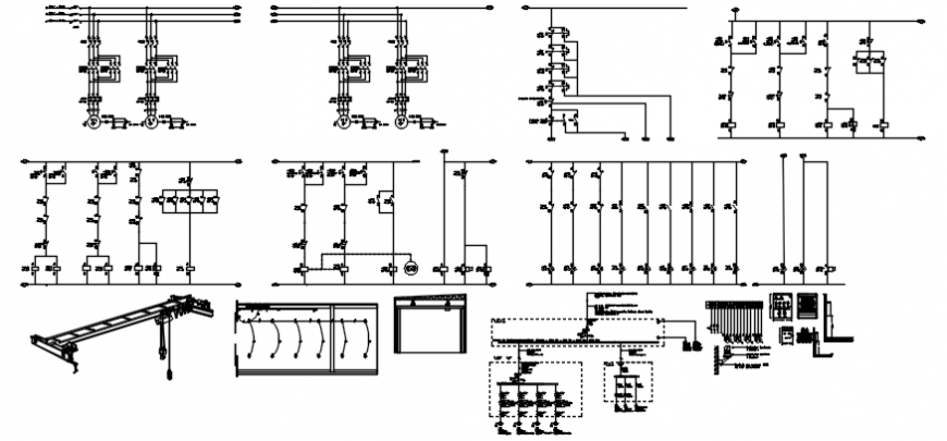 Bridge section, recover plan and electric installation details dwg file