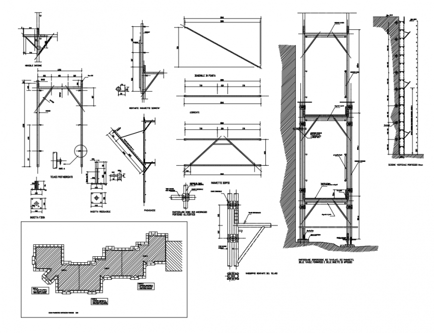 Bridge section and concrete construction cad drawing details dwg file