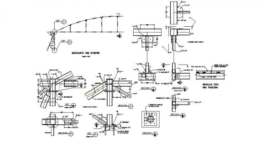 Bridge section and construction cad drawing details dwg file