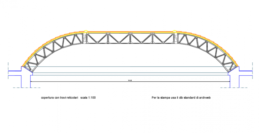 Bridge sectional front view details dwg file