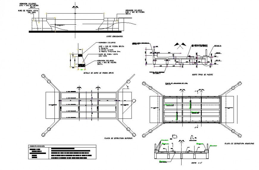 Bridge structure detail 2d view CAD construction unit layout file in dwg format