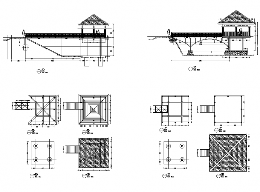 Bridge structure detail elevation 2d view layout autocad file