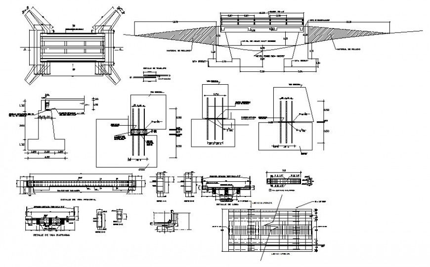 Bridge structure details 2d view autocad software file