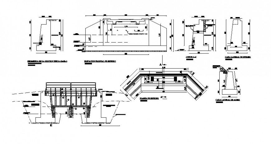 Bridge structure details drawing in autocad