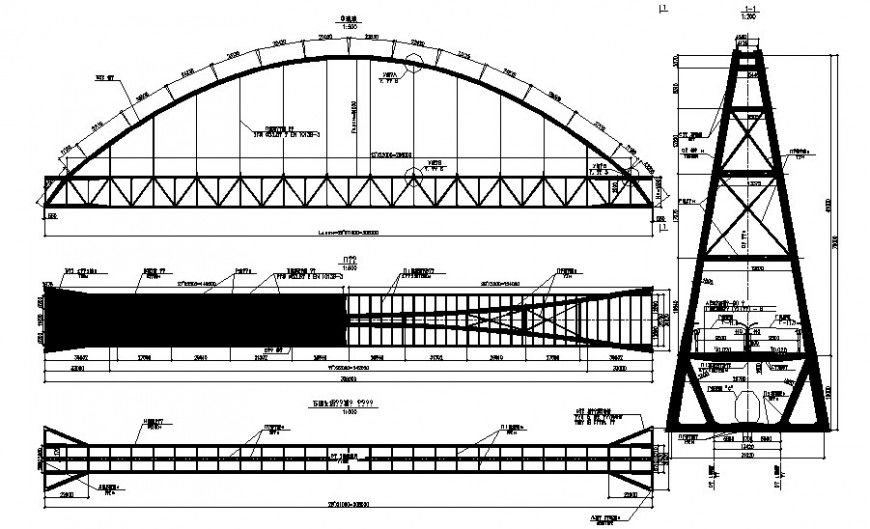 Bridge structure drawings detail plan and elevation AutoCAD file