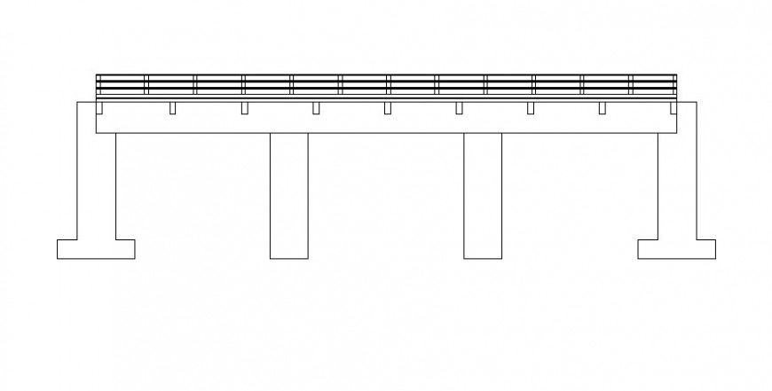 Bridge structure elevation drawings 2d view autocad file