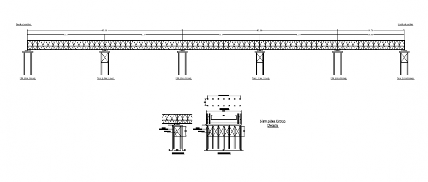 Bridge structure layout 2d view autocad file