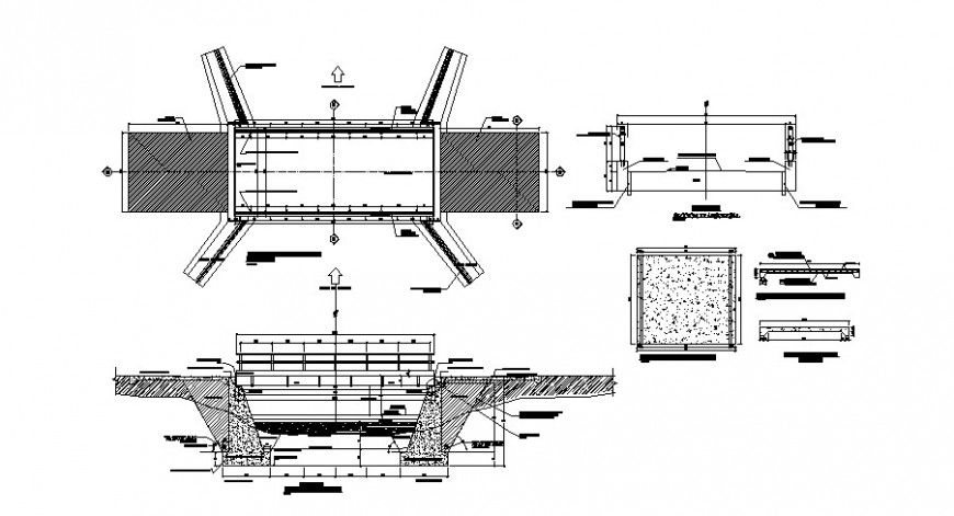 Bridge structure plan and section 2d view autocad file