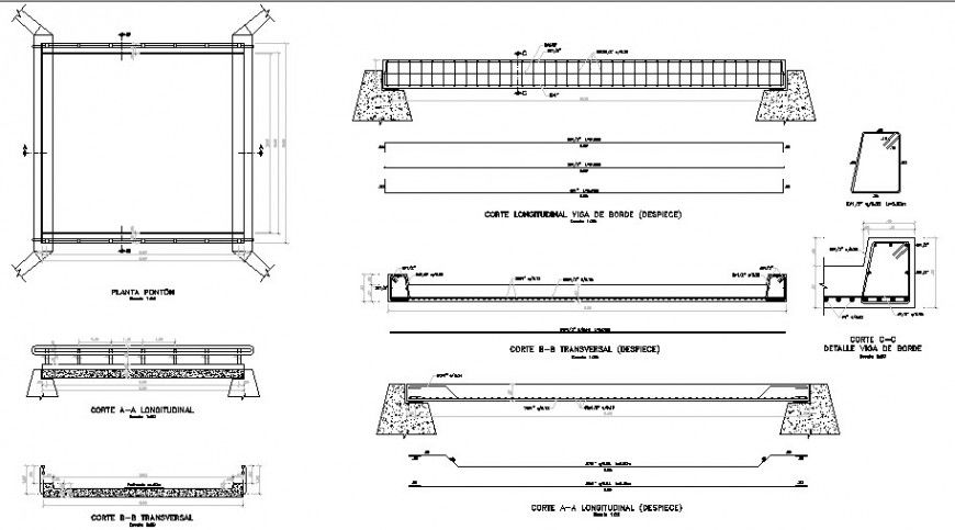 Bridge supers structure drawing in dwg file.