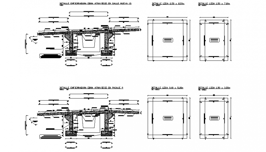 Bridge that passes a channel cad constructive details dwg file