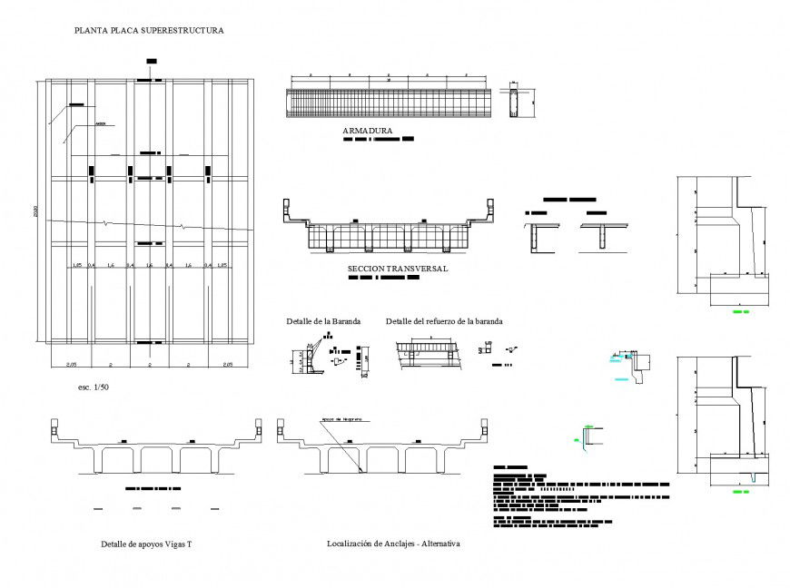 Bridge type beam flag stone plan and section layout file