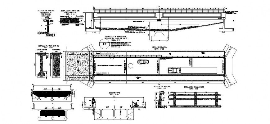 Bridge working construction detail drawing in dwg AutoCAD file.