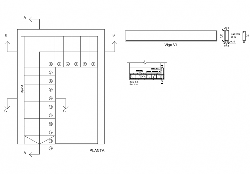 Broken ladder with wall construction cad drawing details dwg file