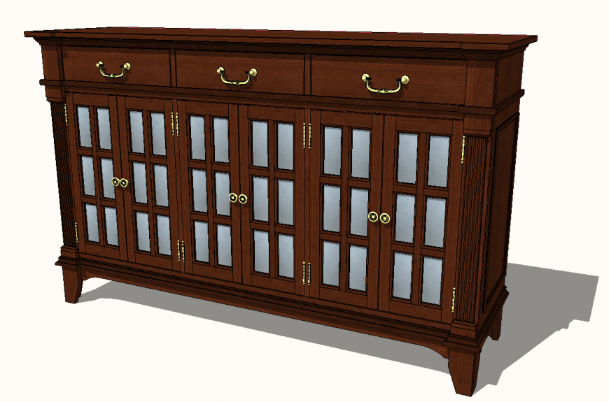 Buffet detail elevation 3d model table layout sketch-up file