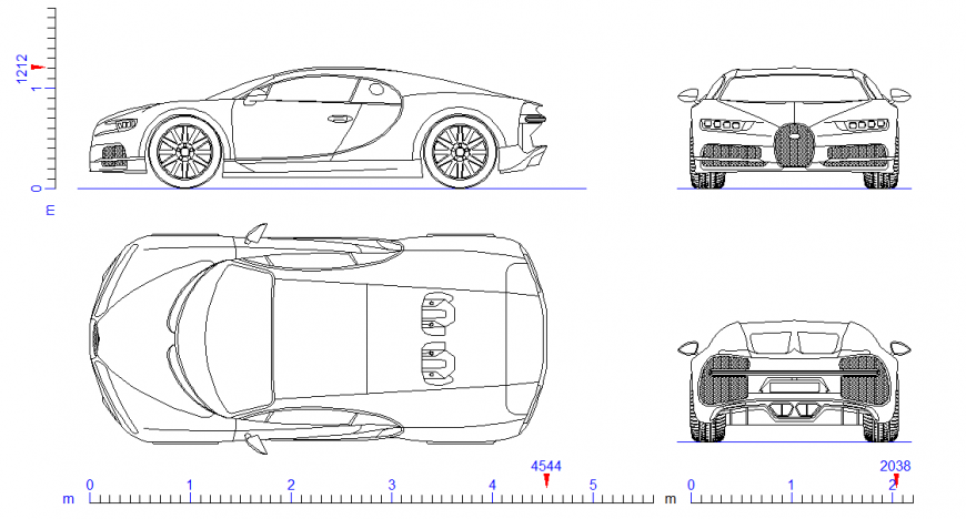 Bugatti Laxurious Car Design Block Detail in DWG file