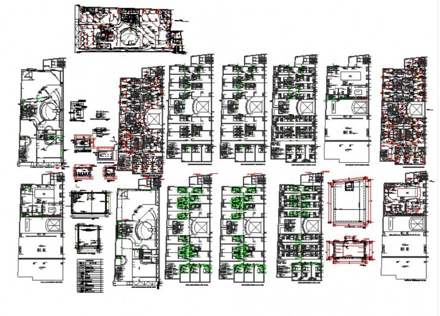 Buiding plan with electrical installation details in autocad