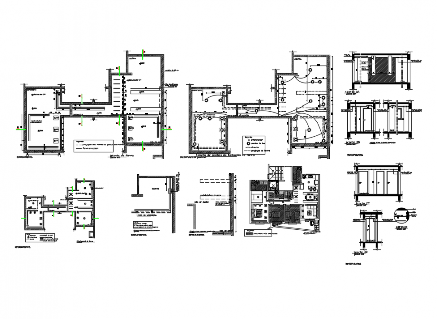 Building ceiling plaster and points of lighting structure dwg file
