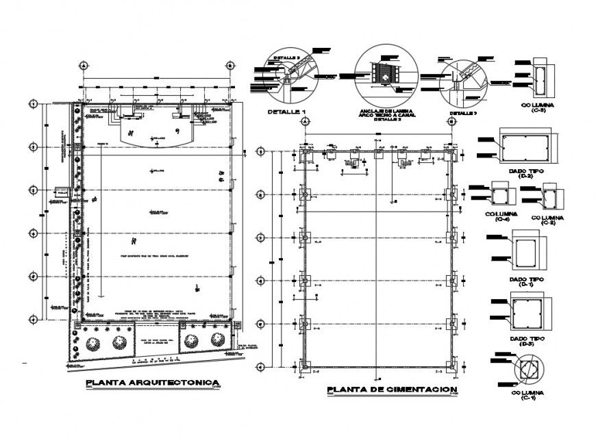Building column installation plan autocad file