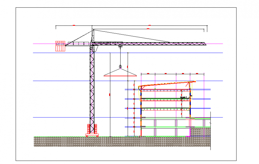 Building Crane Structure Section detail DWG file