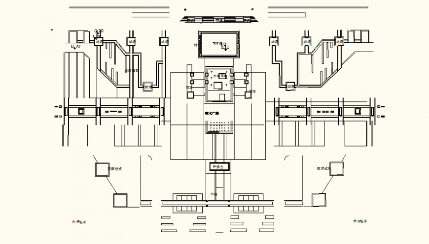 Building detail gas line system elevation and plan dwg file