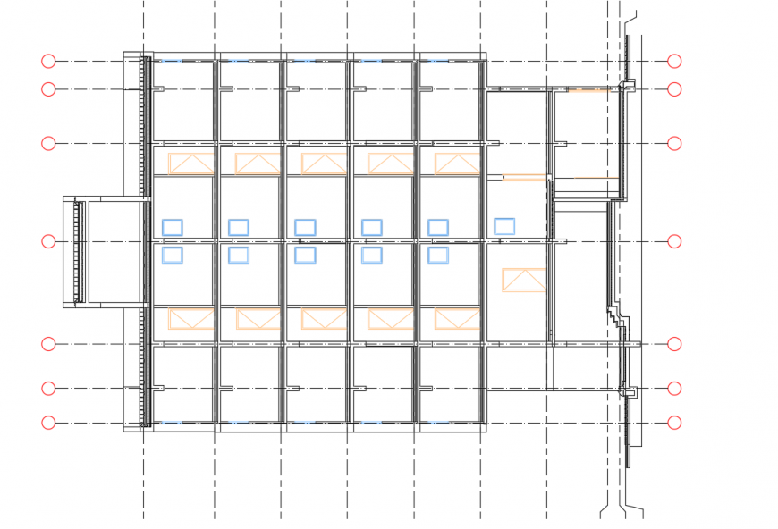 Building detail with construction line detail