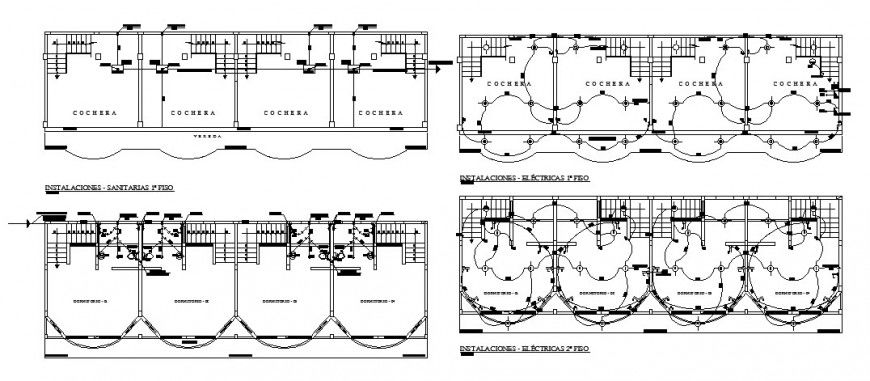 Building electrical installation 2d drawing layout file in dwg format