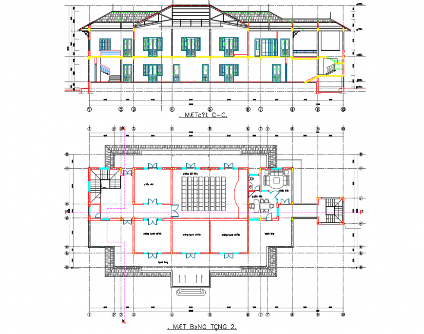 Building Elevation detail in DWG file Front side view design