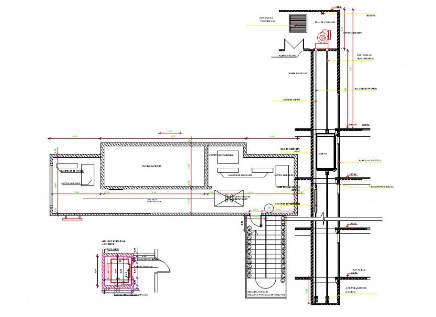 Building elevator detail drawing in dwg AutoCAD file.
