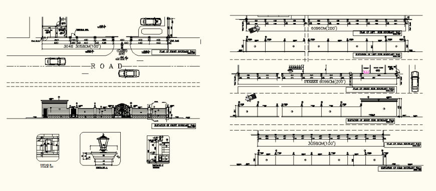 Building entrance door plan and elevation 2d view layout dwg file