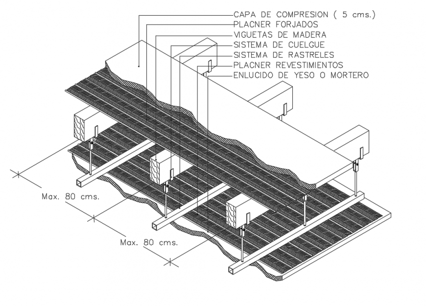 Building false suspended ceiling structure details dwg file