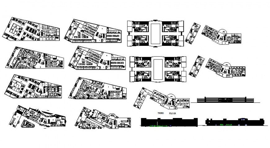 Building floor plan and elevation drawing 2d view in autocad