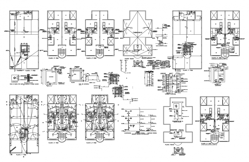 Building floor plan with electrical installation details autocad file
