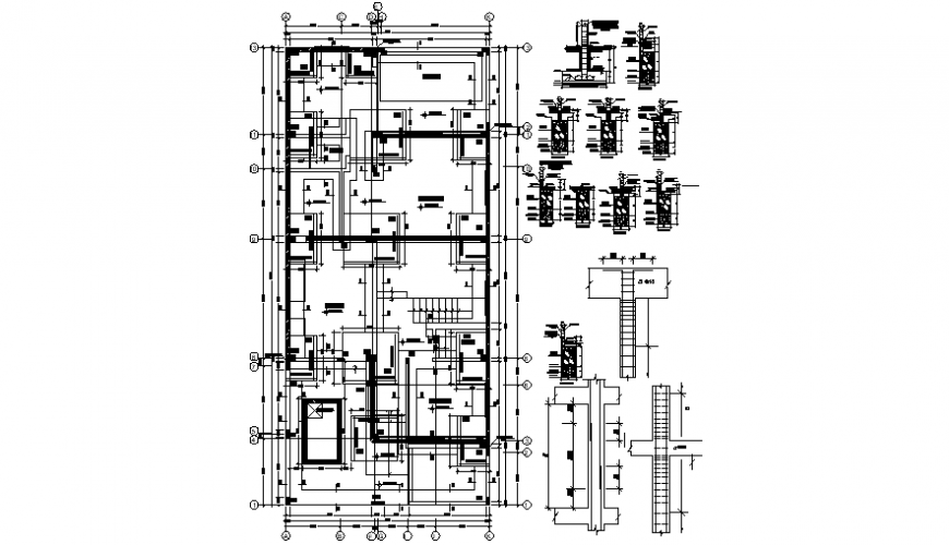Building foundation plan detailing 2d view CAD drawings autocad file