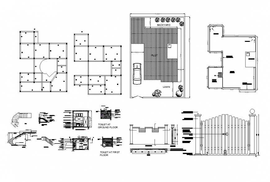 Building plan and other CAD construction blocks 2d view layout file