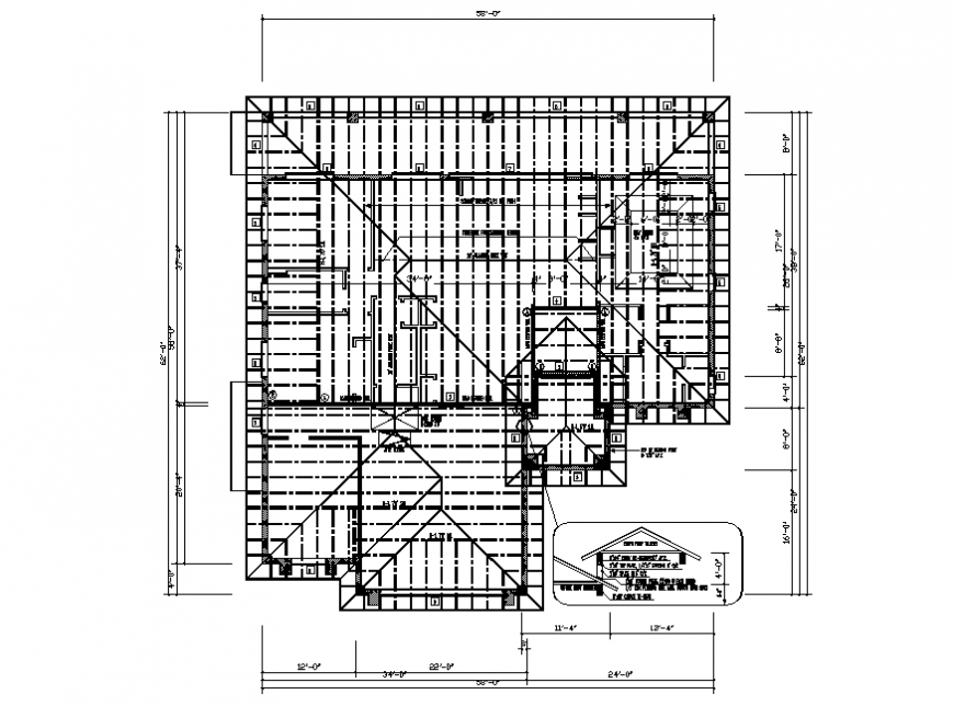 Building roof structure framing plan cad drawing details dwg file