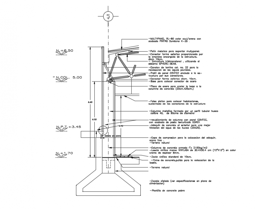 Building three dimensional structure sectional details dwg file