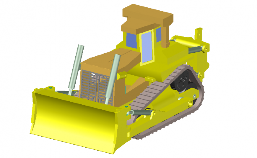 Bulldozer machine 2d model detailing dwg file