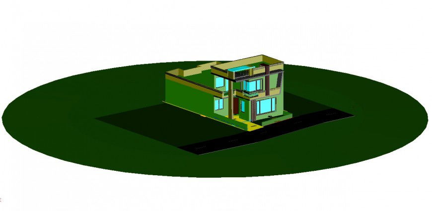 Bungalow 3d model design elevation dwg file