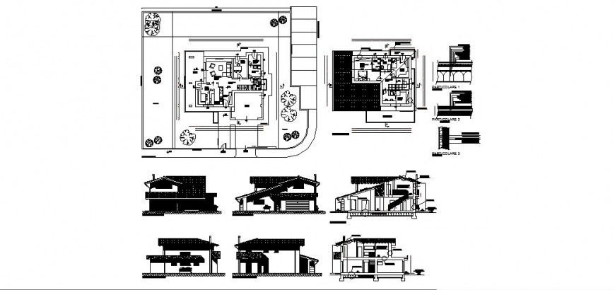 Bungalow architecture elevation detail drawing in dwg AutoCAD file.