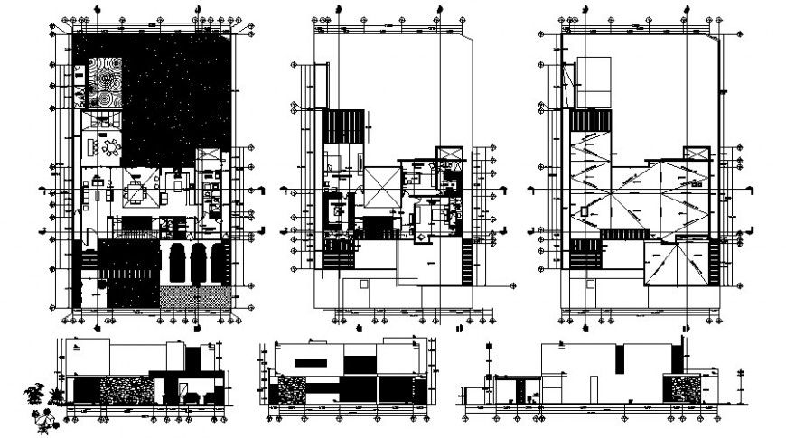 Bungalow design plan and elevation drawing in autocad