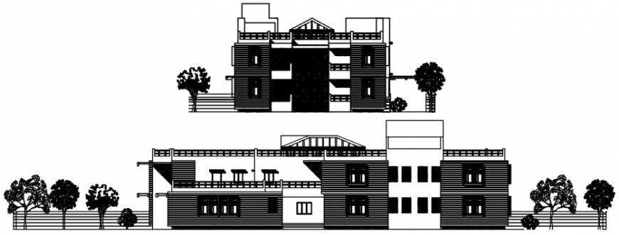 Bungalow elevation in AutoCAD software