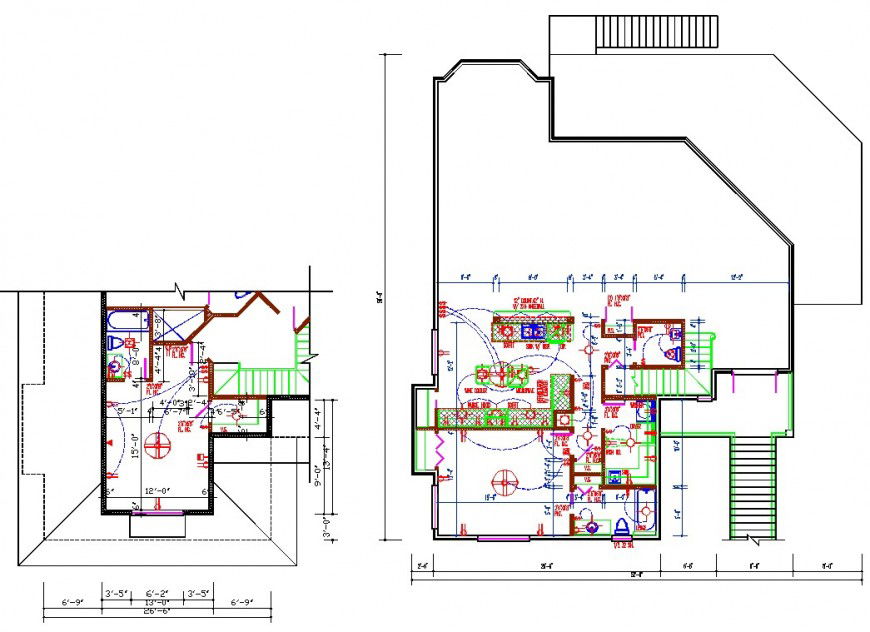 Bungalow floor plan electric drawing in dwg file.