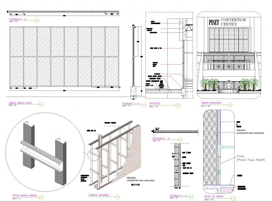Bungalow front elevation and isometric slab autocad file