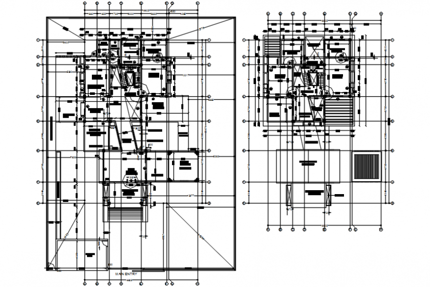 Bungalow ground floor and first floor distribution plan cad drawing details dwg file