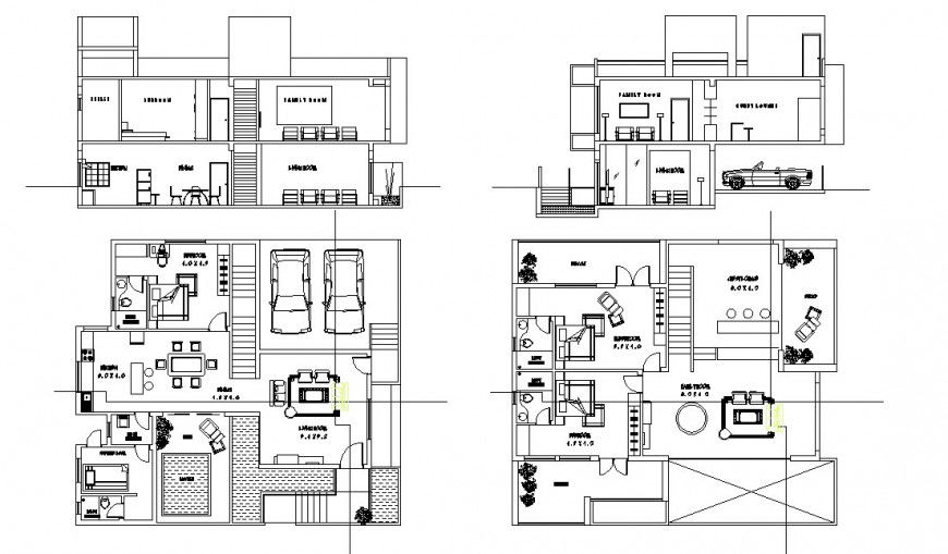 Bungalow plan and section layout file