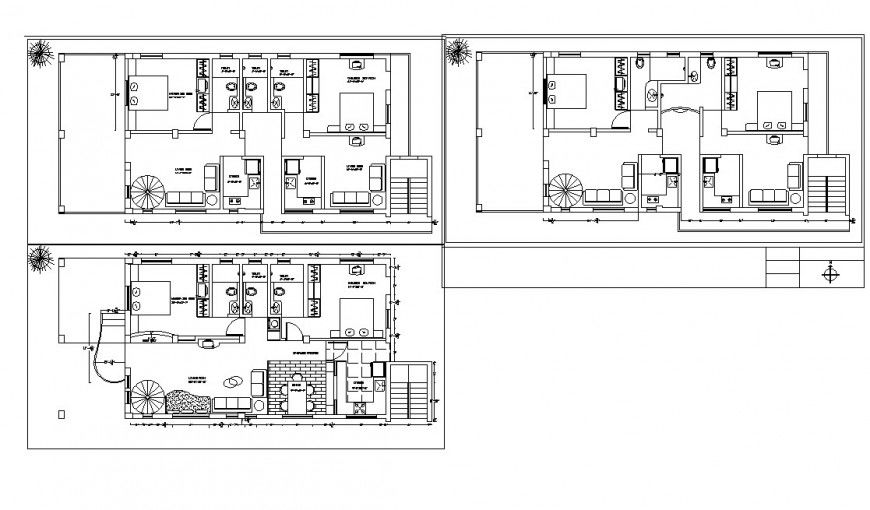 Bungalow plan detail 2d view CAD block layout file in autocad format