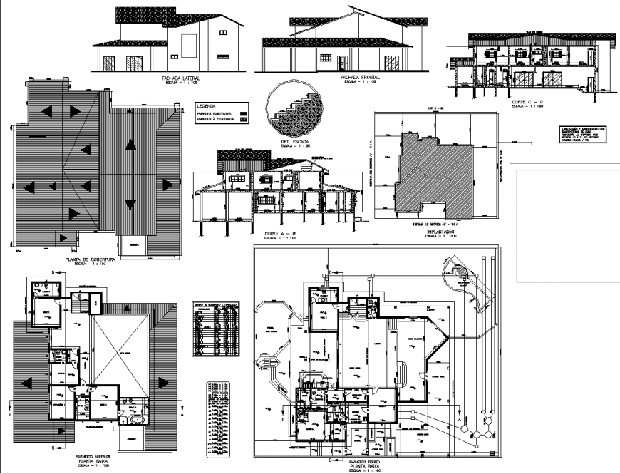 Bungalow working drawing in dwg file.