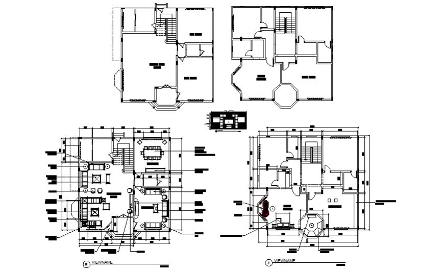 Bungalow working layout drawing in dwg file.