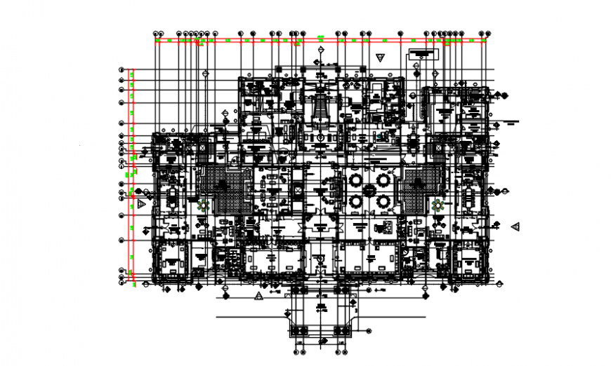 Bungalows floor plan in auto cad file