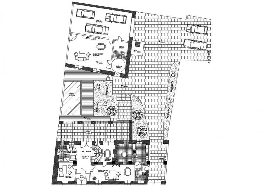 Bungalows general plan in file of AutoCAD